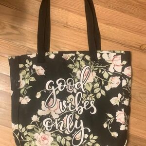 Good Vibes Only Floral Tote Bag